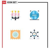 Set of 4 Vector Flat Icons on Grid for candle health light designing medicine Editable Vector Design Elements