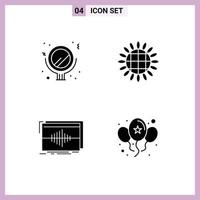 Universal Icon Symbols Group of 4 Modern Solid Glyphs of beauty hertz harvest vegetables wave Editable Vector Design Elements