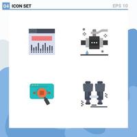 Group of 4 Flat Icons Signs and Symbols for analytics analytics buildings valve information Editable Vector Design Elements