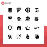 Mobile Interface Solid Glyph Set of 16 Pictograms of delivery garden decoration park window Editable Vector Design Elements