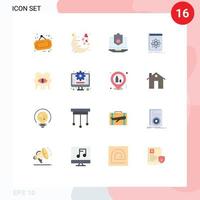 Mobile Interface Flat Color Set of 16 Pictograms of application security romantic protection laptop Editable Pack of Creative Vector Design Elements