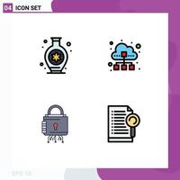 Universal Icon Symbols Group of 4 Modern Filledline Flat Colors of vase cyber cloud data traffic protection Editable Vector Design Elements