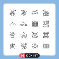 Outline Pack of 16 Universal Symbols of landscape power dad nuclear factory Editable Vector Design Elements