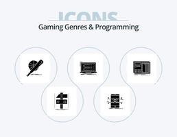 Gaming Genres And Programming Glyph Icon Pack 5 Icon Design. coding. api. phone. fun. ball vector