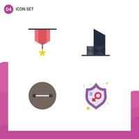 Pictogram Set of 4 Simple Flat Icons of badge security medal beach beliefs Editable Vector Design Elements