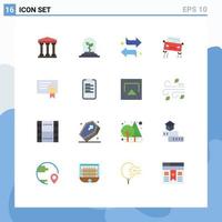 User Interface Pack of 16 Basic Flat Colors of clipboard diploma left certificate road Editable Pack of Creative Vector Design Elements