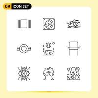 Outline Pack of 9 Universal Symbols of bath plain hill military grade Editable Vector Design Elements