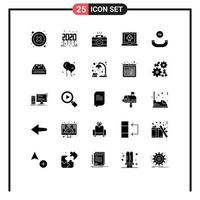 Pictogram Set of 25 Simple Solid Glyphs of support all time image rocket laptop Editable Vector Design Elements