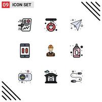 Stock Vector Icon Pack of 9 Line Signs and Symbols for mobile device melting cellphone plan Editable Vector Design Elements