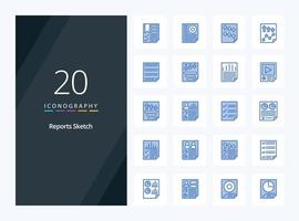 20 Reports Sketch Blue Color icon for presentation vector