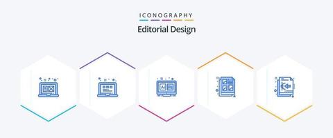 Editorial Design 25 Blue icon pack including bezier. document. adobe. design. ai vector