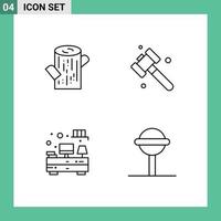 Pictogram Set of 4 Simple Filledline Flat Colors of log tv construction computer chupa Editable Vector Design Elements