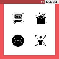 Solid Glyph Pack of 4 Universal Symbols of cash sport money ecology house career Editable Vector Design Elements