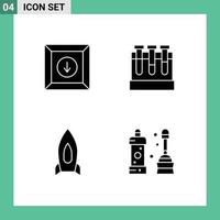 4 User Interface Solid Glyph Pack of modern Signs and Symbols of box speedup lab education travel Editable Vector Design Elements