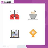 Pictogram Set of 4 Simple Flat Icons of health living medical food kite Editable Vector Design Elements