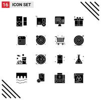 Pictogram Set of 16 Simple Solid Glyphs of canned fathers day medical father gift Editable Vector Design Elements