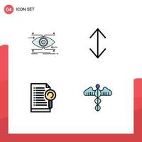 Pictogram Set of 4 Simple Filledline Flat Colors of attention file looking down server Editable Vector Design Elements