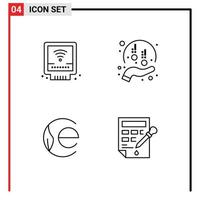 Line Pack of 4 Universal Symbols of detector earth coin plumbing funds crypto Editable Vector Design Elements