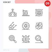 Set of 9 Modern UI Icons Symbols Signs for hot dog halloween home circle shuttle Editable Vector Design Elements