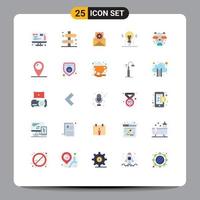 Mobile Interface Flat Color Set of 25 Pictograms of science light way bulb integration Editable Vector Design Elements
