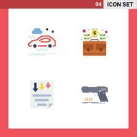 4 Universal Flat Icon Signs Symbols of bad weather condition data wet road case page Editable Vector Design Elements