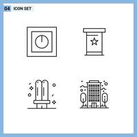 Mobile Interface Line Set of 4 Pictograms of devices bulb safe podia energy Editable Vector Design Elements