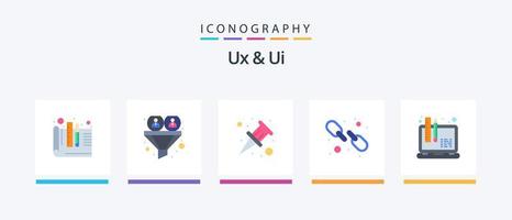 Ux And Ui Flat 5 Icon Pack Including development. web link. user. web. hyperlink. Creative Icons Design vector