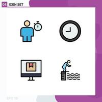 4 User Interface Filledline Flat Color Pack of modern Signs and Symbols of avatar delivery performance time online Editable Vector Design Elements