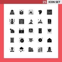 Modern Set of 25 Solid Glyphs and symbols such as interface head discount thoughts time Editable Vector Design Elements