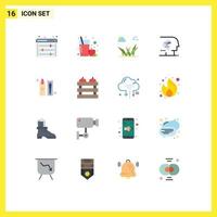 16 Thematic Vector Flat Colors and Editable Symbols of cleaning interface grasses human artificial Editable Pack of Creative Vector Design Elements