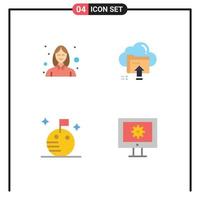 Group of 4 Flat Icons Signs and Symbols for avatar flag beautician up space Editable Vector Design Elements