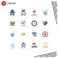 Flat Color Pack of 16 Universal Symbols of color tube flight study chemistry Editable Pack of Creative Vector Design Elements