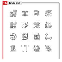 Modern Set of 16 Outlines Pictograph of delete seo bodybuilding quality supplement Editable Vector Design Elements