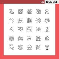 Pictogram Set of 25 Simple Lines of space map cart location items Editable Vector Design Elements