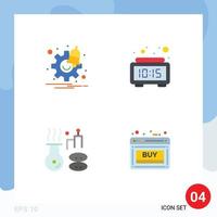 User Interface Pack of 4 Basic Flat Icons of notification medical time digital treatment Editable Vector Design Elements