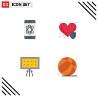 Pack of 4 creative Flat Icons of atom board tech heart disease presentation Editable Vector Design Elements