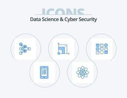 Data Science And Cyber Security Blue Icon Pack 5 Icon Design. pattren. scalabel system. dollar. system. data vector