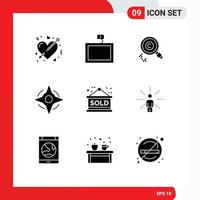 9 User Interface Solid Glyph Pack of modern Signs and Symbols of sold way content navigation property Editable Vector Design Elements