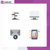 Set of 4 Modern UI Icons Symbols Signs for arrow mail pointer device search Editable Vector Design Elements