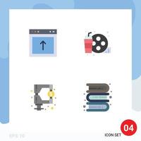 Editable Vector Line Pack of 4 Simple Flat Icons of arrow market website hobbies tax Editable Vector Design Elements