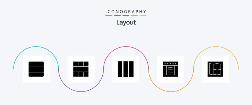 Layout Glyph 5 Icon Pack Including . layout. workspace. web. dropdown vector