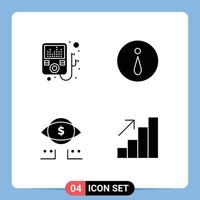 Set of 4 Modern UI Icons Symbols Signs for device analytics info dollar growth Editable Vector Design Elements