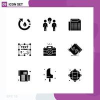 Modern Set of 9 Solid Glyphs and symbols such as write document team creative document Editable Vector Design Elements