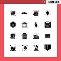 User Interface Pack of 16 Basic Solid Glyphs of weather planet scene space gift Editable Vector Design Elements