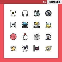 Set of 16 Modern UI Icons Symbols Signs for audio network music internet jewel Editable Creative Vector Design Elements