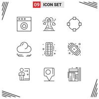 Modern Set of 9 Outlines and symbols such as accessorize strip path pharmacy crescent Editable Vector Design Elements
