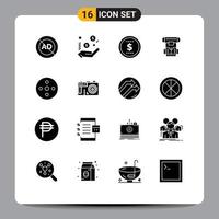 Set of 16 Modern UI Icons Symbols Signs for camera reel cryonics sign cryogenic box Editable Vector Design Elements