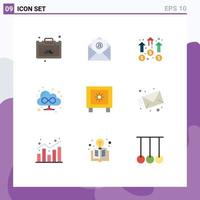 Set of 9 Modern UI Icons Symbols Signs for global locker business web browser Editable Vector Design Elements