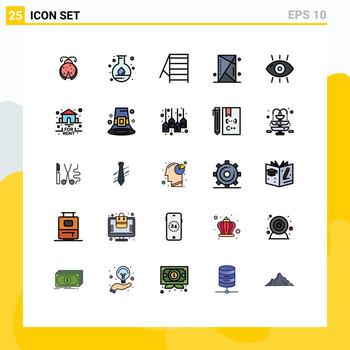 25 Filled line Flat Color concept for Websites Mobile and Apps eye shield construction outline devices Editable Vector Design Elements