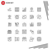 Modern Set of 25 Lines and symbols such as web advancement navigation reading location distance Editable Vector Design Elements